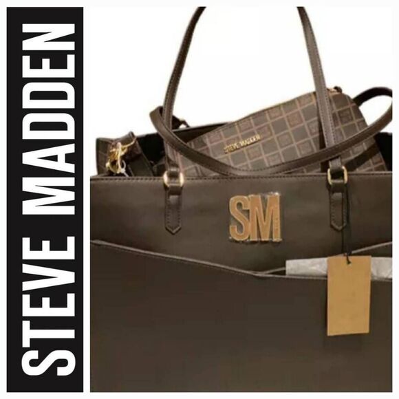 Steve Madden Handbags - Steve Madden BLivvy Tote Bag w/Detachable Crossbody- Brown